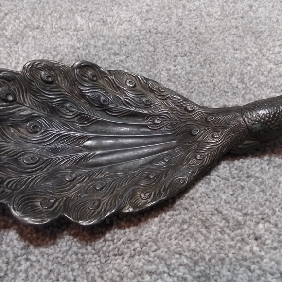 Vintage Peacock Trinket Dish Metallic Decor - Picture 3 of 5